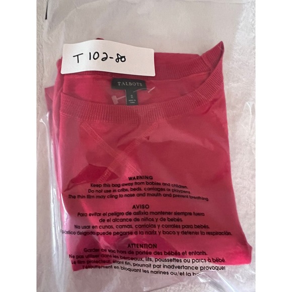 Talbots Shirt Womens Size Small Red 3/4 Sleeve Crew Neck Pullover Cotton - Picture 7 of 7